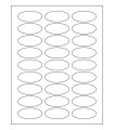 2.25" x 1" Standard Oval Labels - White Uncoated Matte Paper with Permanent Adhesive