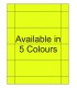 6.25" x 2.25" Fluorescent label template. Available in 5 colours.