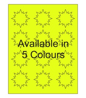 2.25" x 2.25" Fluorescent label template. Available in 5 colours.