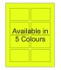 3.375" x 2.125" Fluorescent label template. Available in 5 colours.