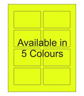 3.375" x 2.125" Fluorescent label template. Available in 5 colours.