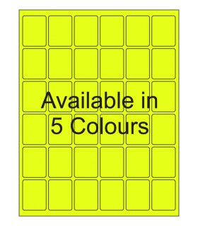 1.25" x 1.625 Fluorescent label template. Available in 5 colours.