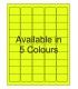 1.5" x 1" Fluorescent label template. Available in 5 colours.