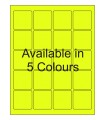 1.875" x 1.875" Fluorescent  Labels - Neon Bright Matte Paper with Permanent Adhesive, Available in 5 Colours