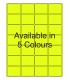 2" x 1.5" Fluorescent label template. Available in 5 colours.