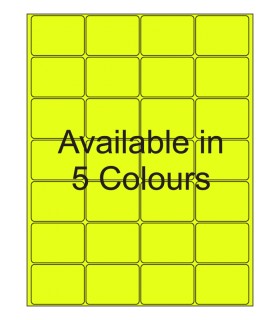 2" x 1.5" Fluorescent label template. Available in 5 colours.