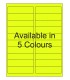 4" x 1" Fluorescent label template. Available in 5 colours.