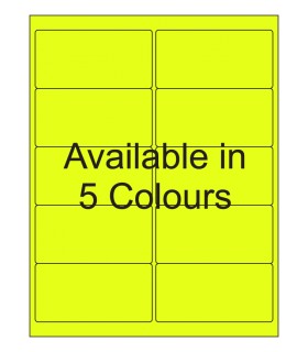 4" x 2" Fluorescent label template. Available in 5 colours.