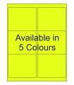 4" x 3.33" Fluorescent  Labels - Neon Bright Matte Paper with Permanent Adhesive, Available in 5 Colours