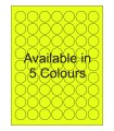 1" Fluorescent Round Labels - Neon Bright Matte Paper with Permanent Adhesive, Available in 5 Colours