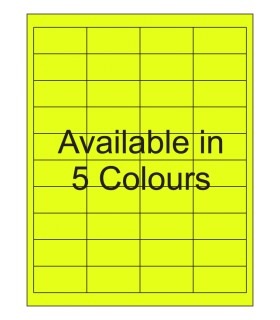 2" x 1" Fluorescent label template. Available in 5 colours.