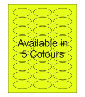 2.25" x 1" Fluorescent label template. Available in 5 colours.
