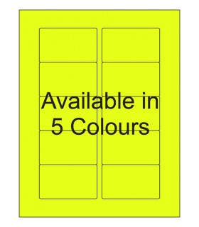 3.063" x 1.812" Fluorescent label template. Available in 5 colours.