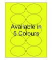 3" x 2" Fluorescent Oval Labels - Neon Bright Matte Paper with Permanent Adhesive, Available in 5 Colours