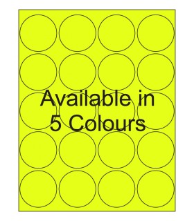 2" Fluorescent label template. Available in 5 colours.