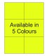 4.25" x 3.67" Fluorescent label template. Available in 5 colours.