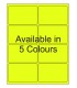 4" x 2.5" Fluorescent label template. Available in 5 colours.