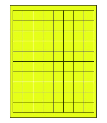 1" x 1" Fluorescent label template - Yellow