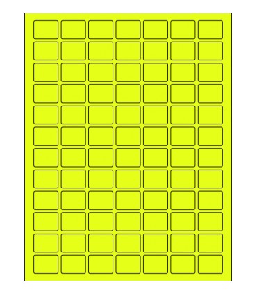 1" x .75" Fluorescent label template - Yellow