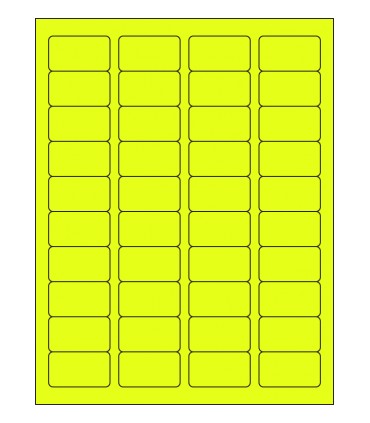 1.75" x 1" Fluorescent label template - Yellow