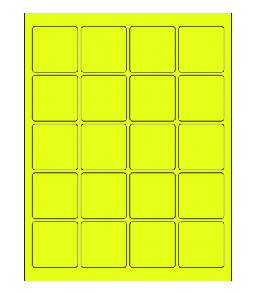 1.875" x 1.875" Fluorescent label template - Yellow