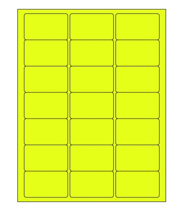 2.5" x 1.5" Fluorescent label template - Yellow