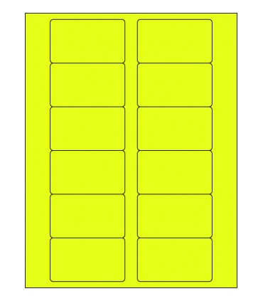 3" x 1.75" Fluorescent label template - Yellow