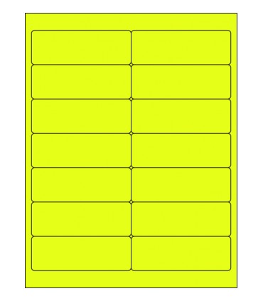 4" x 1.375 Fluorescent label template - Yellow