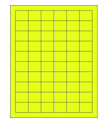 1.25" x 1" Fluorescent label template - Yellow