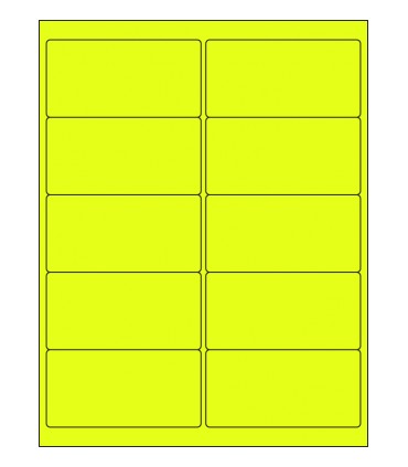 4" x 2" Fluorescent label template - Yellow