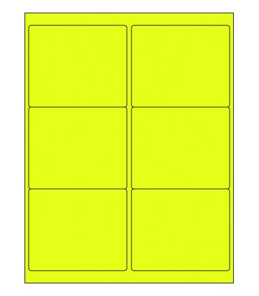 4" x 3.33" Fluorescent label template - Yellow