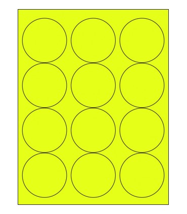 2.5" Fluorescent label template - Yellow