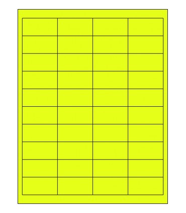 2" x 1" Fluorescent label template - Yellow