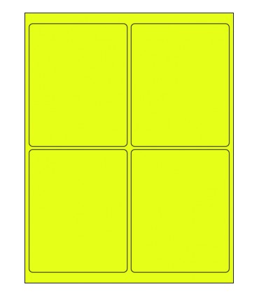 4" x 5" Fluorescent label template - Yellow