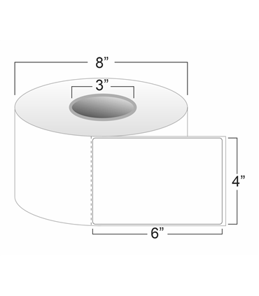 4" x 6" Standard Direct Thermal Labels on 3" Core, Perforations, Wound Out, Permanent Adhesive
