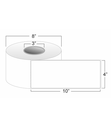 4" x 10" Standard Thermal Transfer Labels on 3" Core, Perforations, Wound Out, Permanent Adhesive