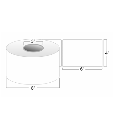 4" x 6" Standard Thermal Transfer Labels on 3" Core, Perforations - Wound In, Permanent Adhesive