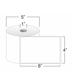 4" x 6" Standard Direct Thermal Labels on 1" Core, Perforations, Wound Out, Permanent Adhesive