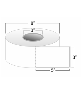 3" x 5" Standard Thermal Transfer Labels on 3" Core, Perforations, Wound Out, Permanent Adhesive
