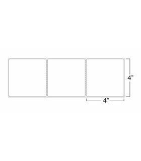 4" x 4" Standard Thermal Transfer Labels, Perforations - Fanfold, Permanent Adhesive