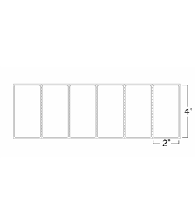 4" x 2" Standard Thermal Transfer Labels, Perforations - Fanfold, Permanent Adhesive