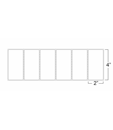 4" x 2" Standard Thermal Transfer Labels, Perforations - Fanfold, Permanent Adhesive