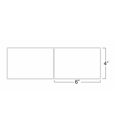 4" x 6" Standard Thermal Transfer Labels, Perforations - Fanfold, Permanent Adhesive